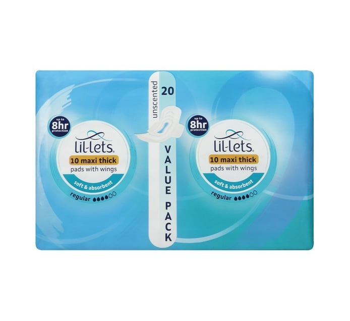 Lil-Lets Maxi Thick Pads Regular Unscented 20 Pack