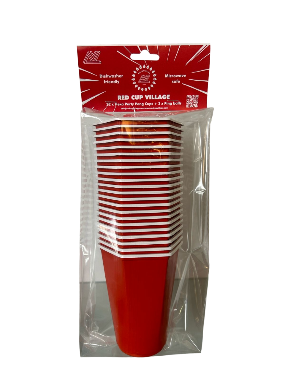 Party Pong Beer Pong Kit - Red Hexagon Cups & Balls